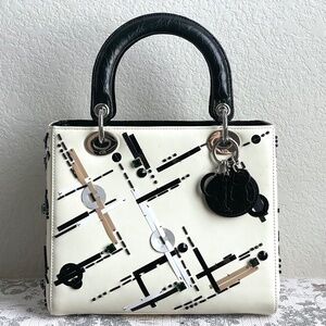 Christian Dior Leather Lady Dior Medium Tote Bag